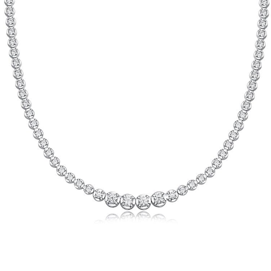 Collana a catena da tennis in oro bianco 14 carati con quattro diamanti da 0,3 carati e diamanti creati in laboratorio da 1,2 carati