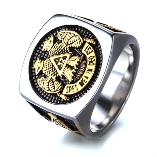 Anillo de sello masónico de plata esterlina para hombre