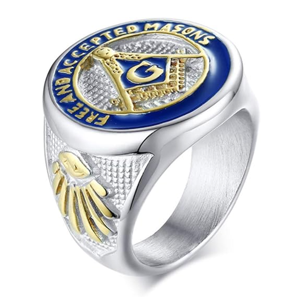 Sterling Silver Freemason Signet Ring for Men-1