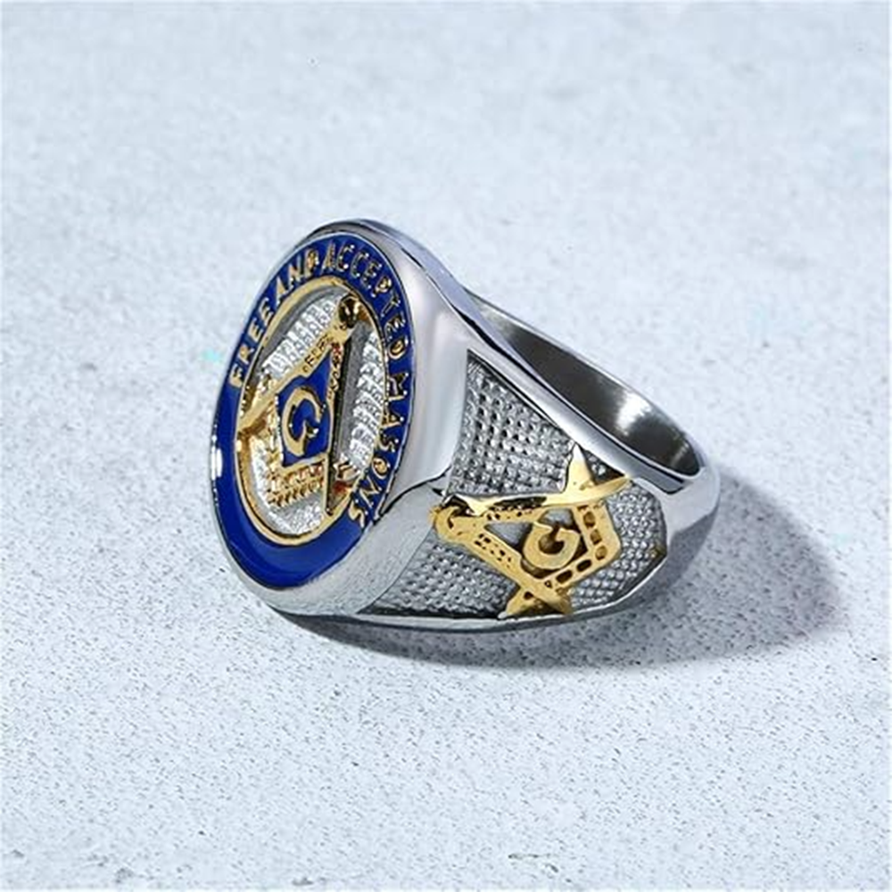 10K Gold Freemason Signet Ring for Men-3