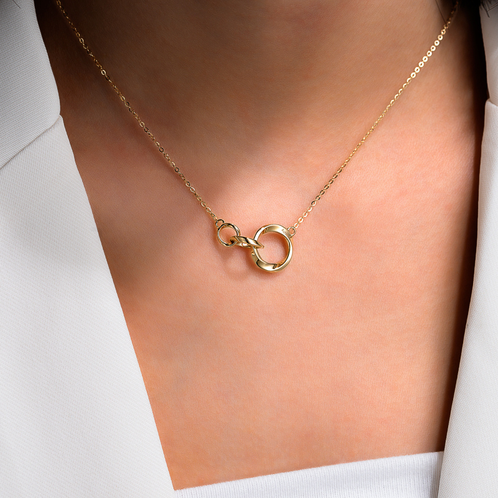 10K Gold Generation Ring Circle Pendant Necklace-2