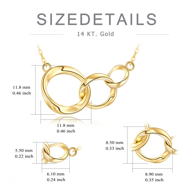 14K witgouden generatie ringcirkel hanger ketting-4