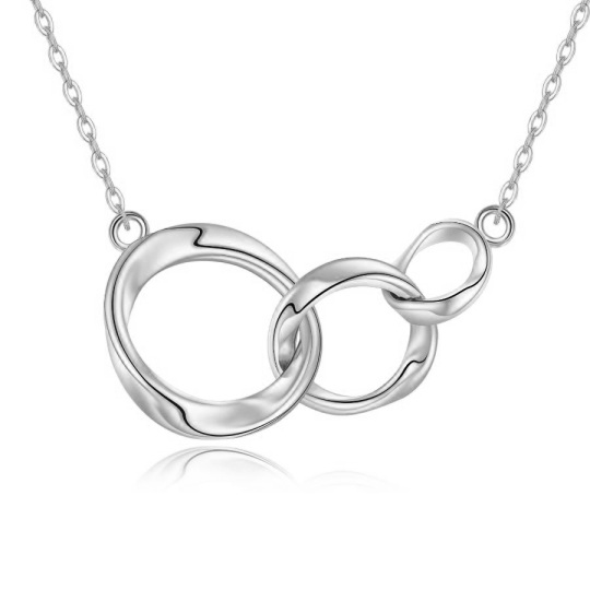 10K White Gold Generation Ring Circle Pendant Necklace