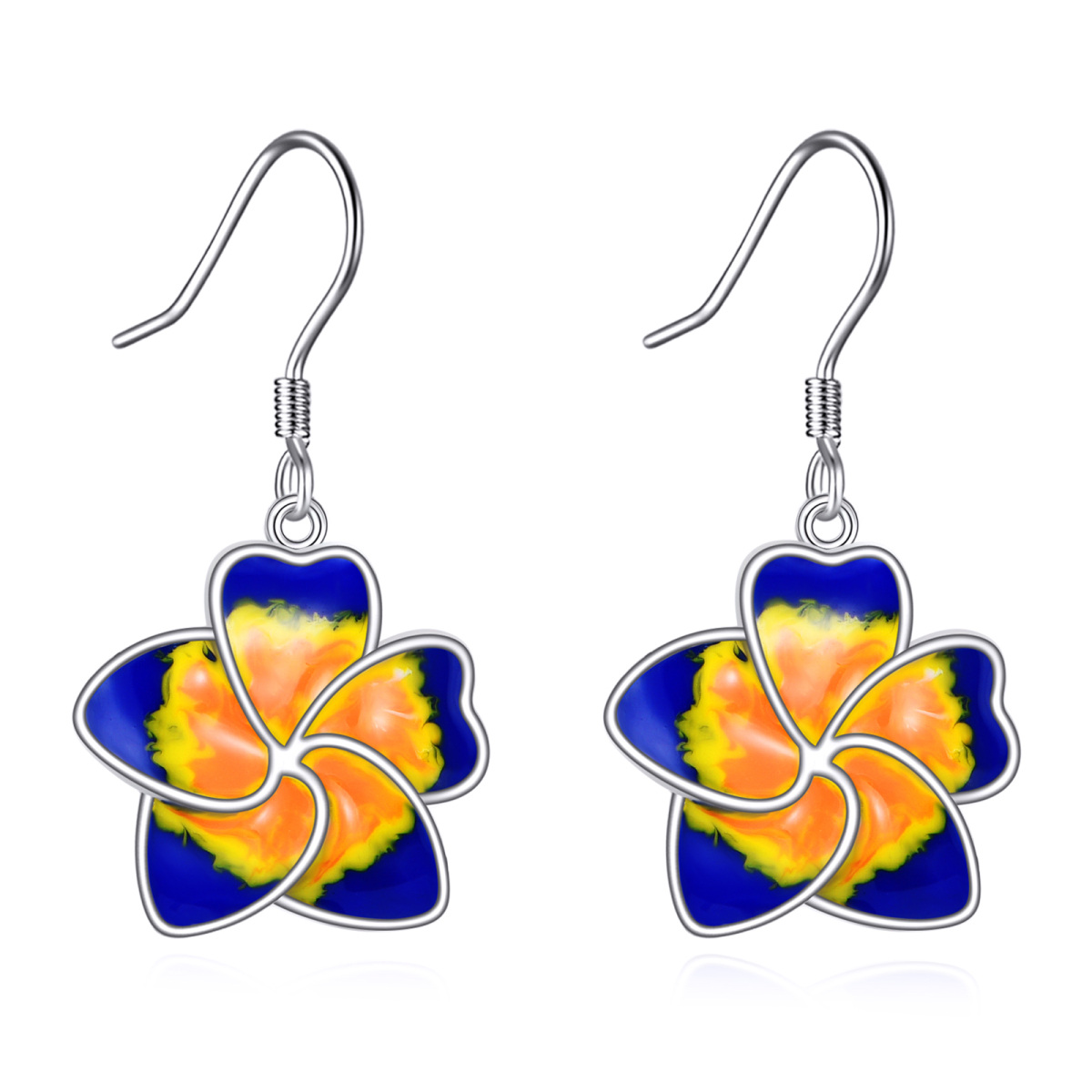 14K White Gold Hawaiian Drop Earrings-1