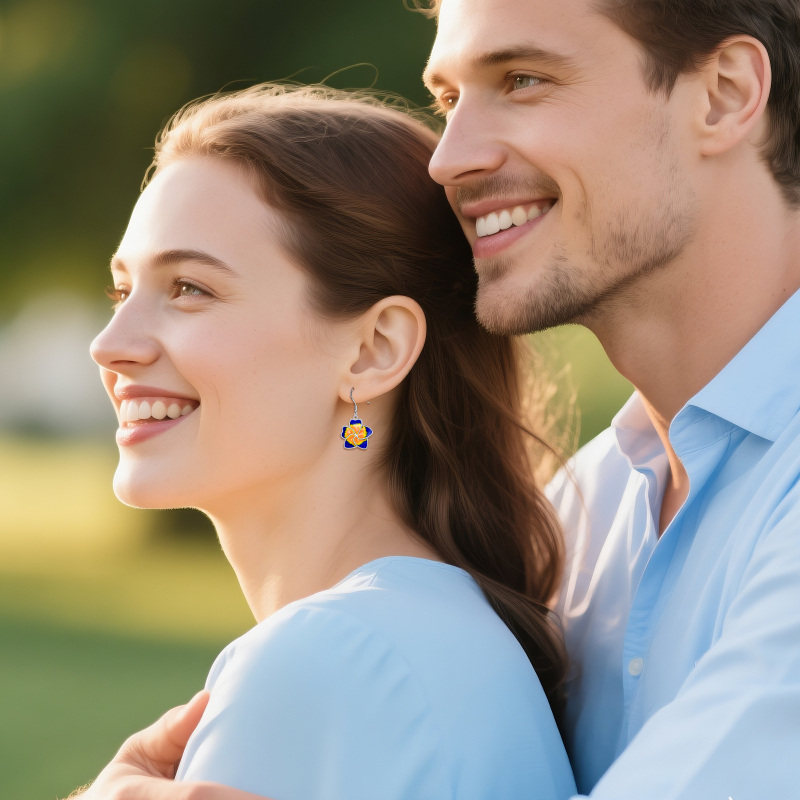 Pendientes colgantes hawaianos de oro blanco de 10 quilates-3