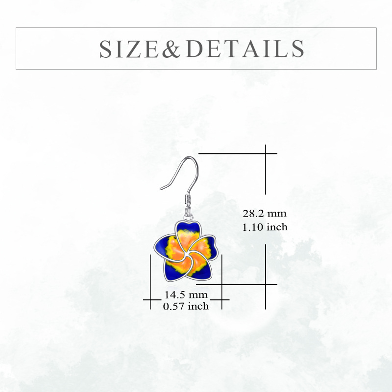 Pendientes colgantes hawaianos de oro blanco de 10 quilates-5