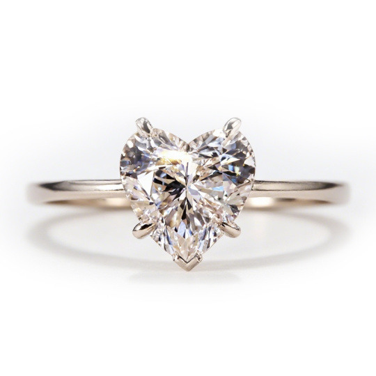 14K White Gold Heart Cut Laboratory Diamonds Custom Engagement Ring D Color VVS1-VS1 Clarity 3EX IGI Certified