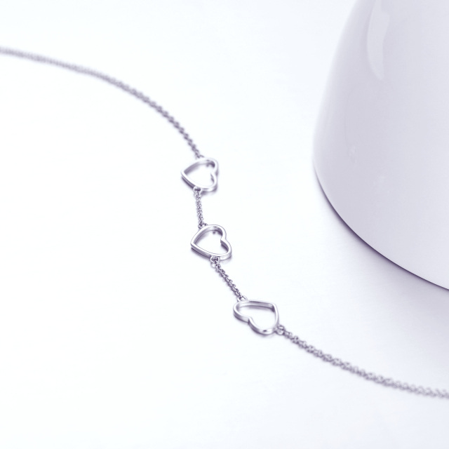 Bracelet en or blanc 14K avec pendentif en forme de coeur-3