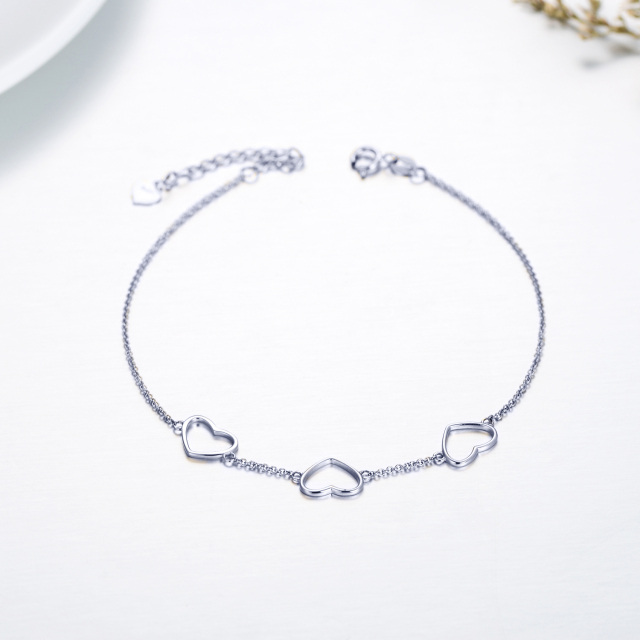 Bracelet en or blanc 14K avec pendentif en forme de coeur-4