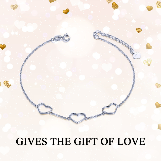 Bracelet en or blanc 14K avec pendentif en forme de coeur-5