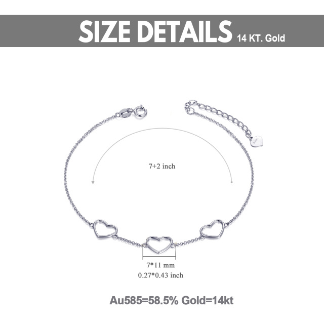 Bransoletka z wisiorkiem w kształcie serca z 14-karatowego białego złota-6