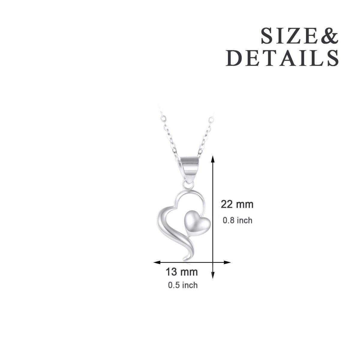 14K White Gold Heart With Heart Pendant Necklace-6