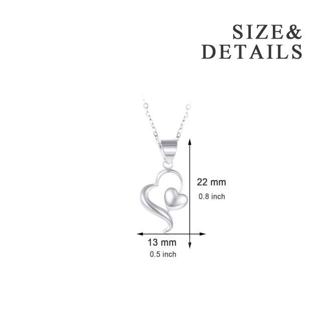 Collier avec pendentif en or blanc 14K en forme de coeur avec coeur-6