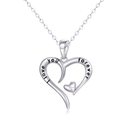 14K White Gold Heart Pendant Necklace For Women