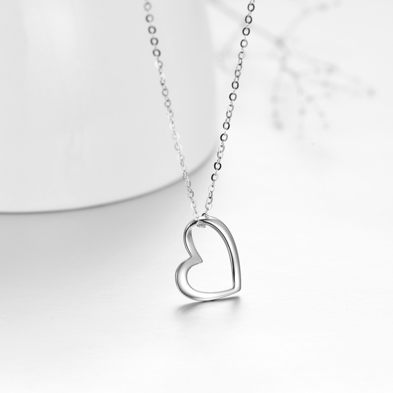 10K White Gold Heart Pendant Necklace-6