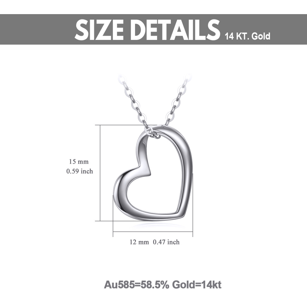 Collar Colgante Corazón Oro Blanco 10K-8