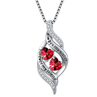 Sterling Silver Heart Personalized Birthstone Engraving Necklace-2