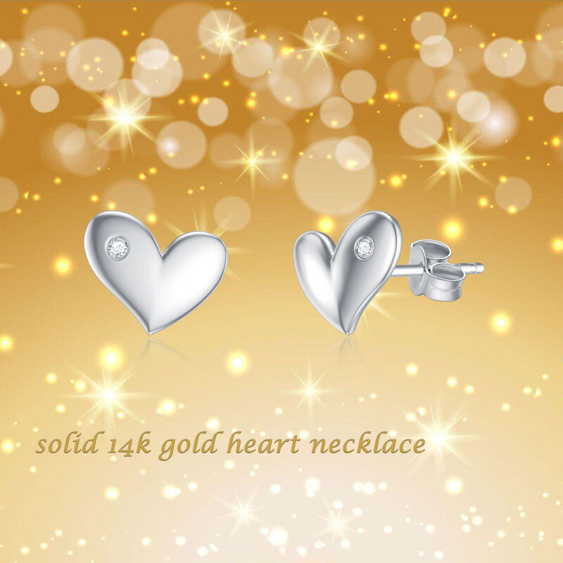 أقراط أذن من الذهب الوردي عيار 10 قيراط مرصعة بالزركونيا المكعبة على شكل قلب-5