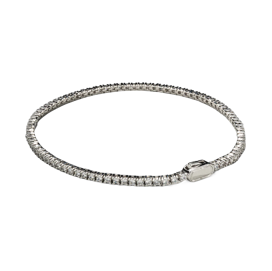 Pulseira de corrente de ténis com gelo em ouro branco de 14 quilates de 2 mm-1