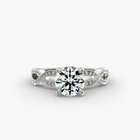 14K White Gold Infinity Vintage-Style Lab Diamond Engagement Ring