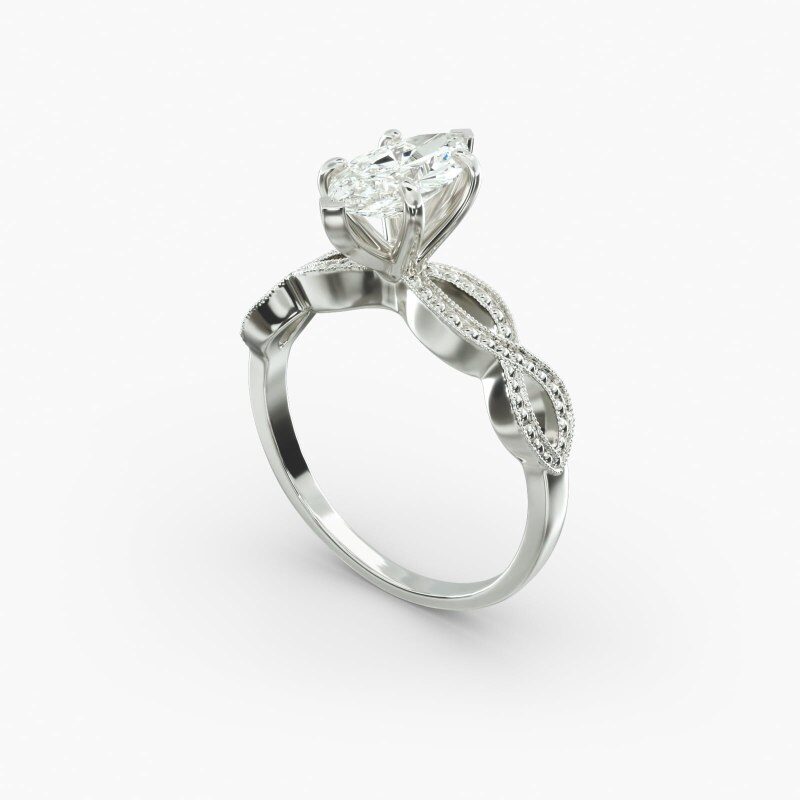 10K White Gold Infinity Vintage-Style Lab Diamond Engagement Ring-4