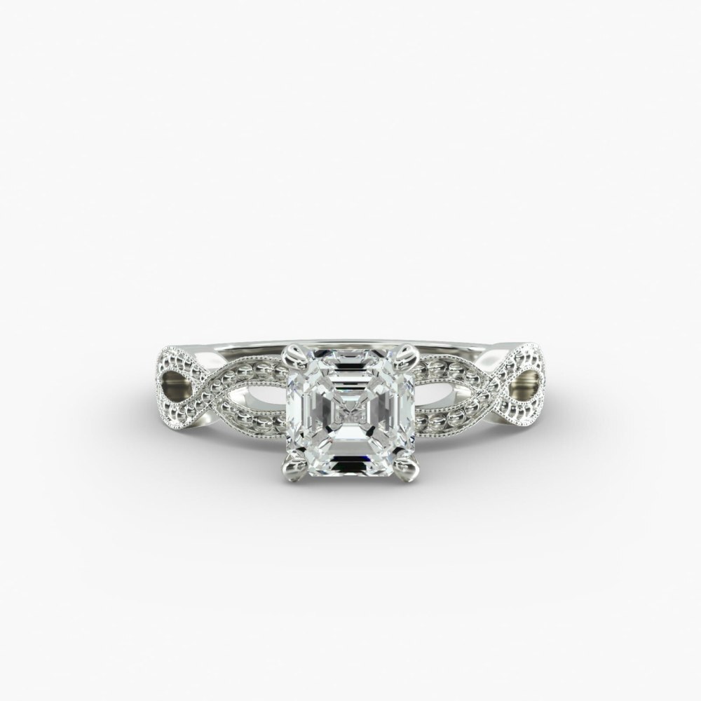 10K White Gold Infinity Vintage-Style Lab Diamond Engagement Ring-1