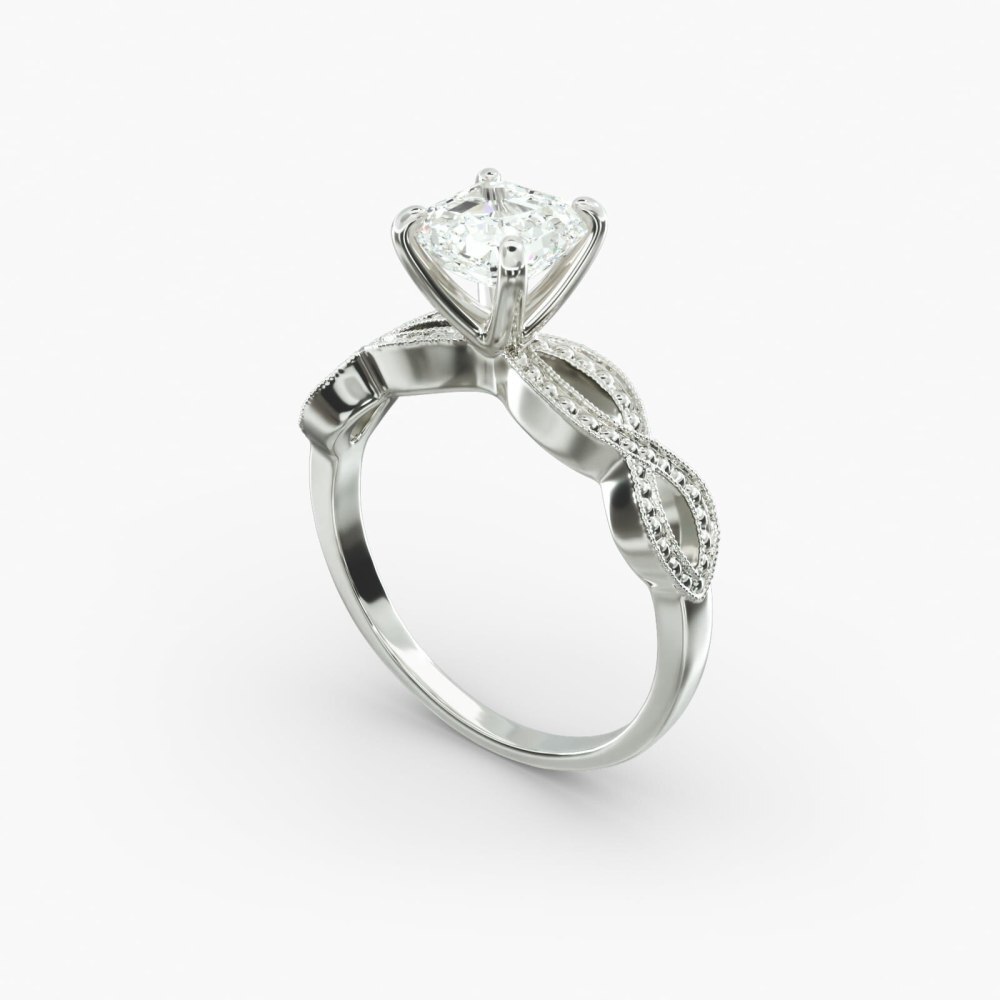 10K White Gold Infinity Vintage-Style Lab Diamond Engagement Ring-4