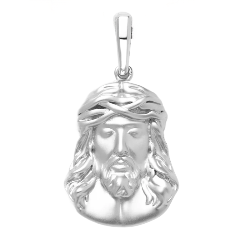14K White Gold Jesus Piece Pendant-1