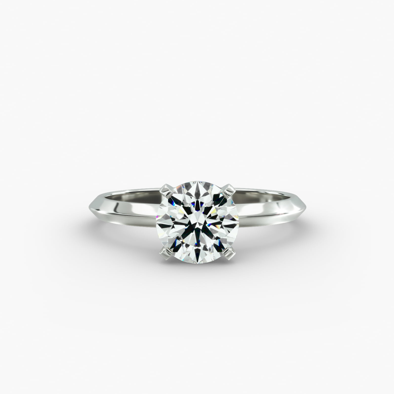 10K White Gold Knife Edge Solitaire Lab Diamond Engagement Ring-1