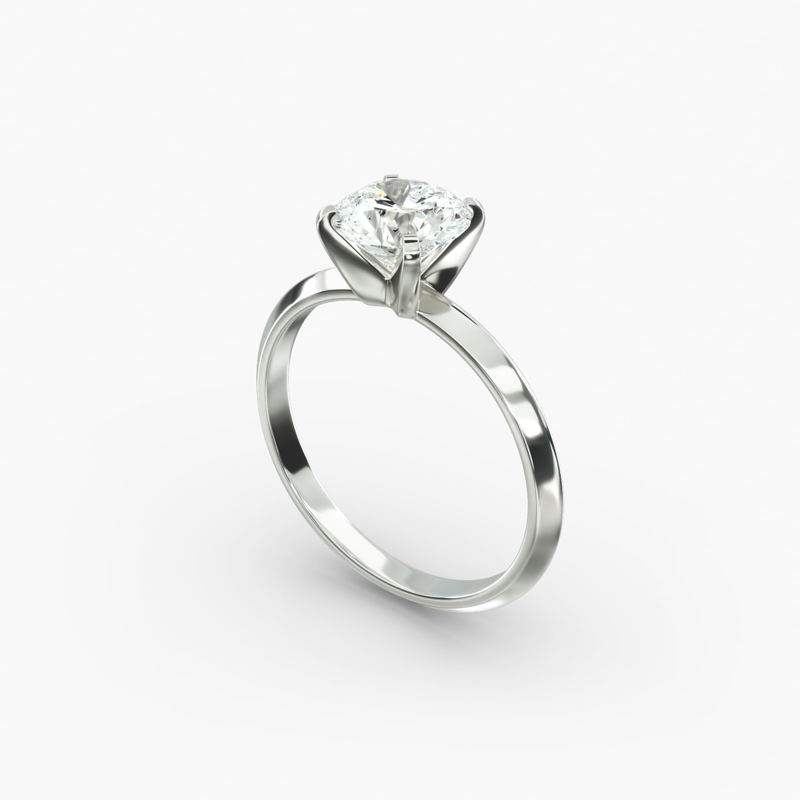10K White Gold Knife Edge Solitaire Lab Diamond Engagement Ring-4
