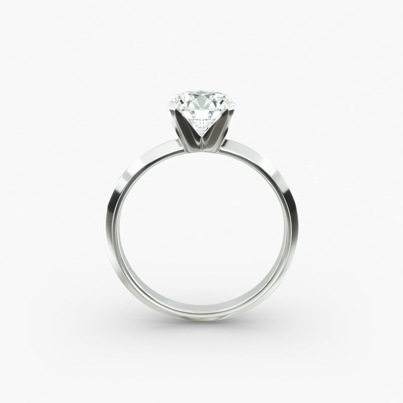 10K White Gold Knife Edge Solitaire Lab Diamond Engagement Ring-6