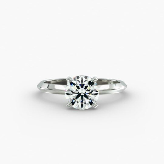 10K White Gold Knife Edge Solitaire Lab Diamond Engagement Ring