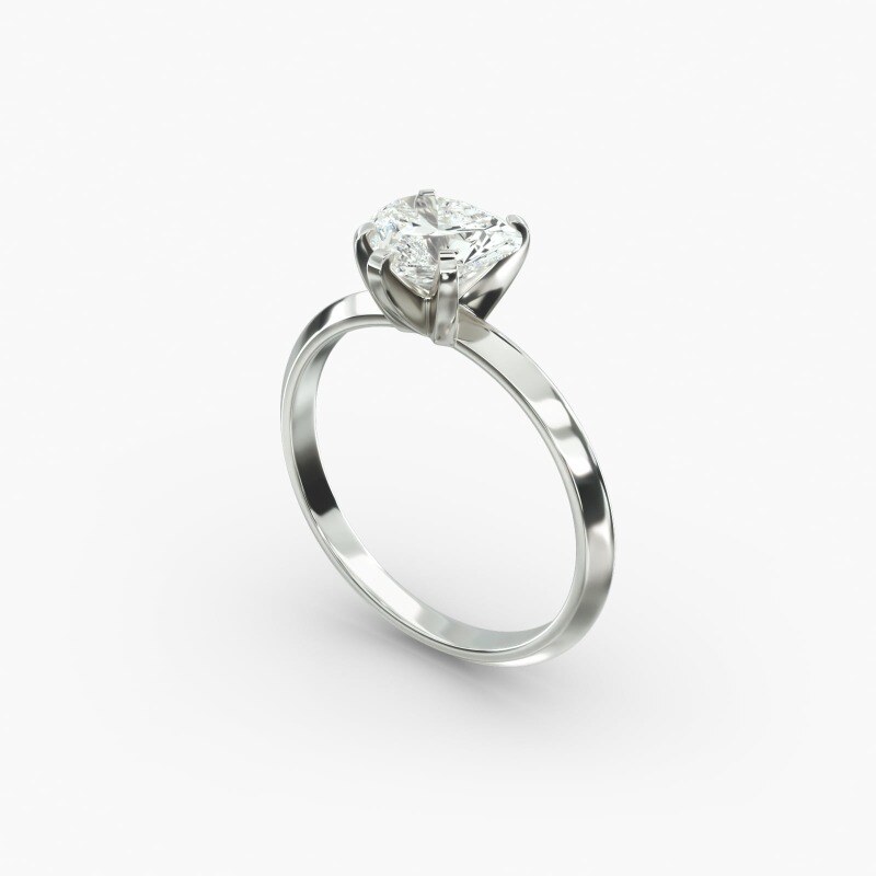 14K White Gold Knife Edge Solitaire Lab Diamond Engagement Ring-4