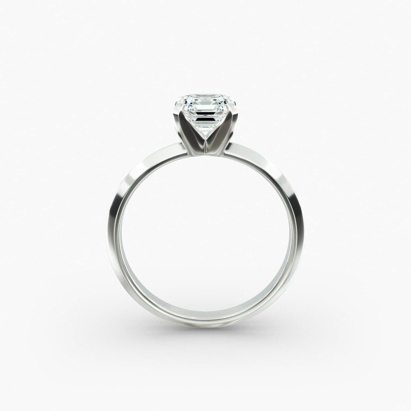 14K White Gold Knife Edge Solitaire Lab Diamond Engagement Ring-5