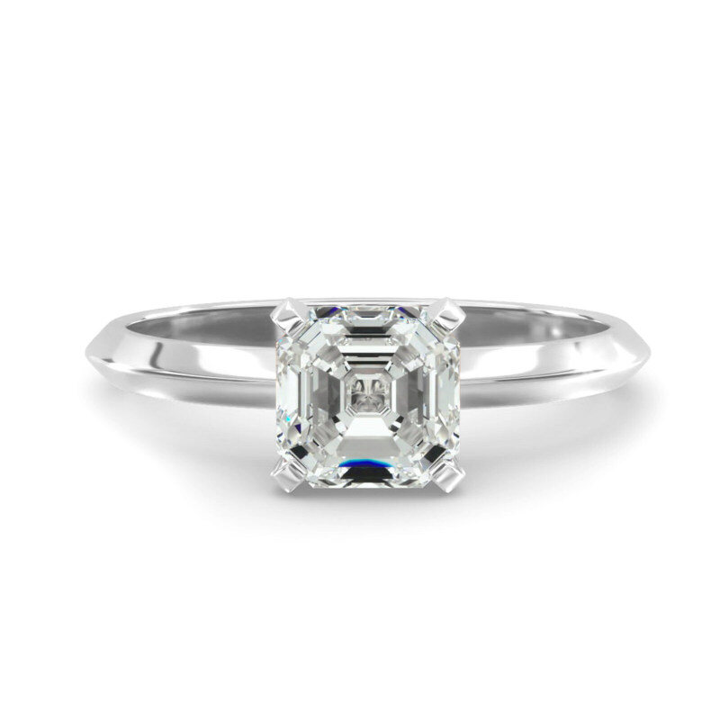 14K White Gold Knife Edge Solitaire Lab Diamond Engagement Ring-1