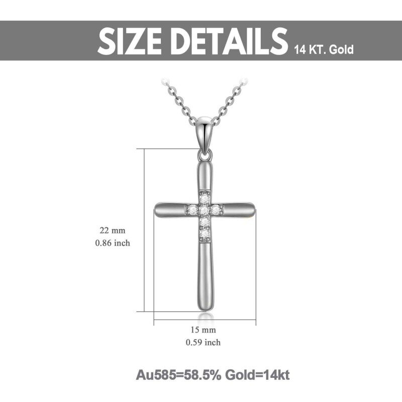 10K White Gold Lab Created Diamond Cross Necklace for Women-5