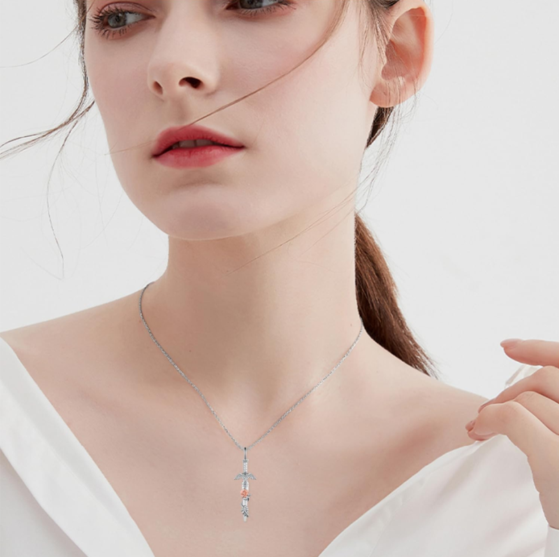 Sterling Silver Master Sword Necklace Hyrule Warriors Jewelry Gifts for Unisex-2