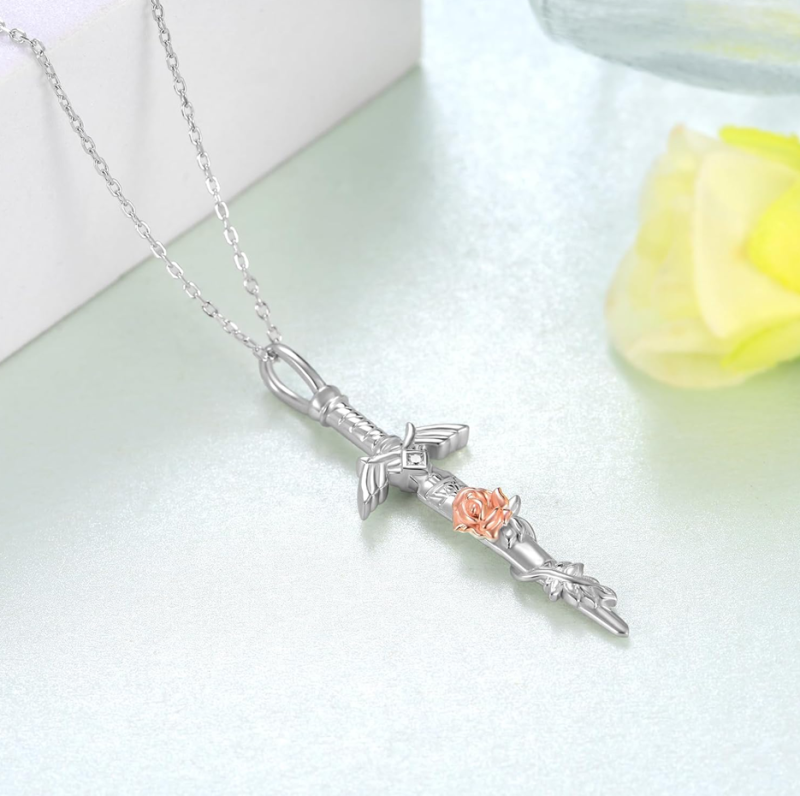 Sterling Silver Master Sword Necklace Hyrule Warriors Jewelry Gifts for Unisex-3