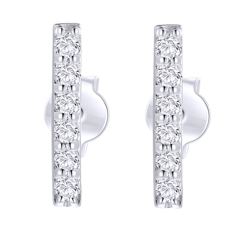 10K White Gold Moissanite Bar Stud Earrings-1