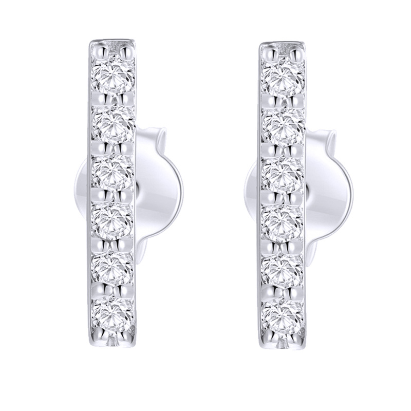 10K White Gold Moissanite Bar Stud Earrings-19
