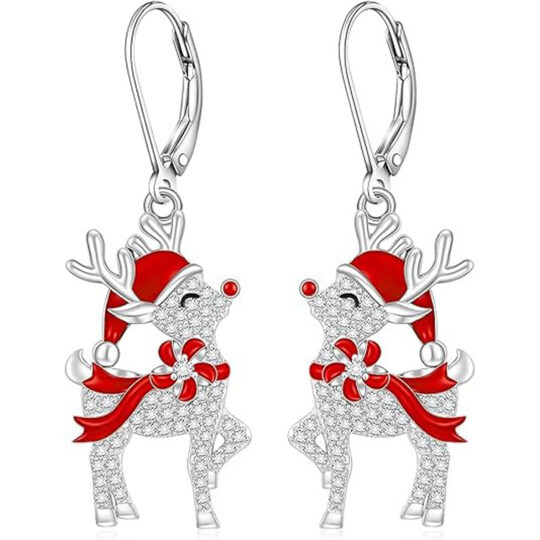 10K White Gold Moissanite Elk Drop Earrings