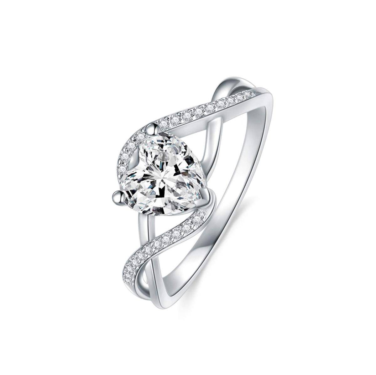 14K White Gold Moissanite Engagement Ring-1