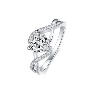 14K White Gold Moissanite Engagement Ring-16