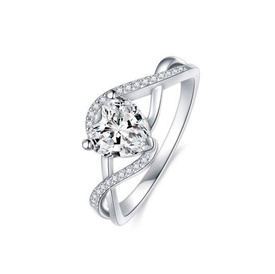 Bague de fiançailles en or blanc 14K Moissanite