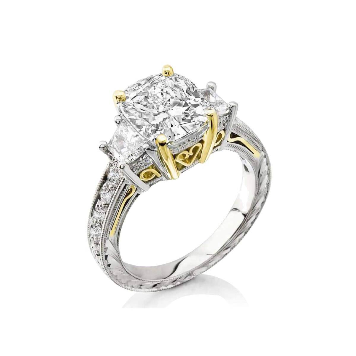 Bague de fiançailles en or blanc 14K Moissanite