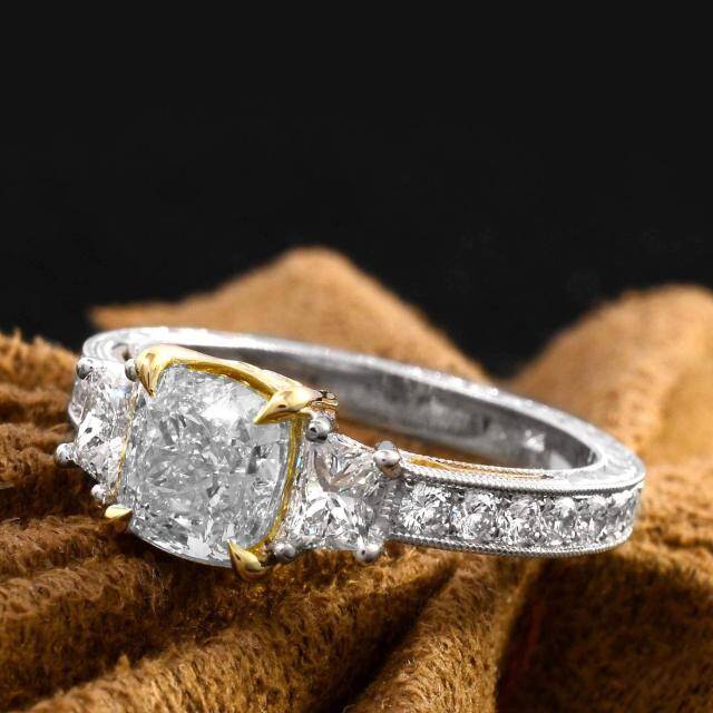 Anel de noivado Moissanite em ouro branco 14K-3