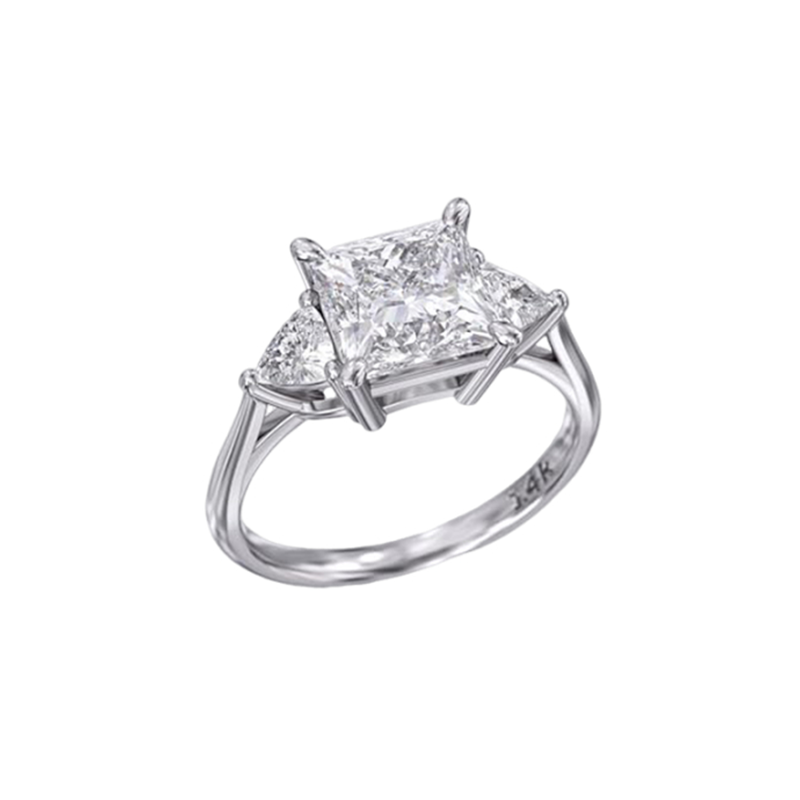 Sterling Silver Moissanite Engagement Ring-1