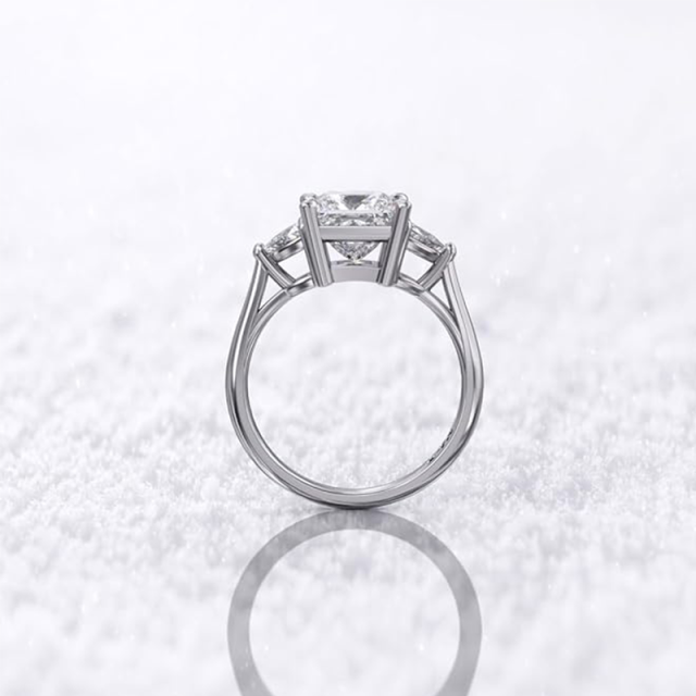 Anel de noivado moissanite em ouro branco 14K-3