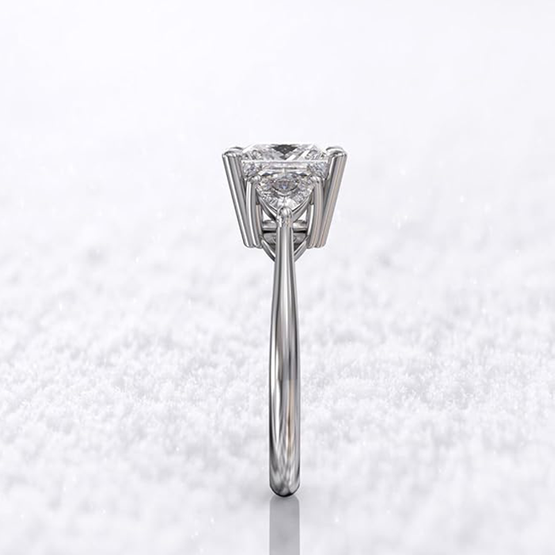 14K White Gold Moissanite Engagement Ring-4