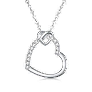 10K White Gold Heart Moissanite Pendant Necklace For Women Best Friends-37